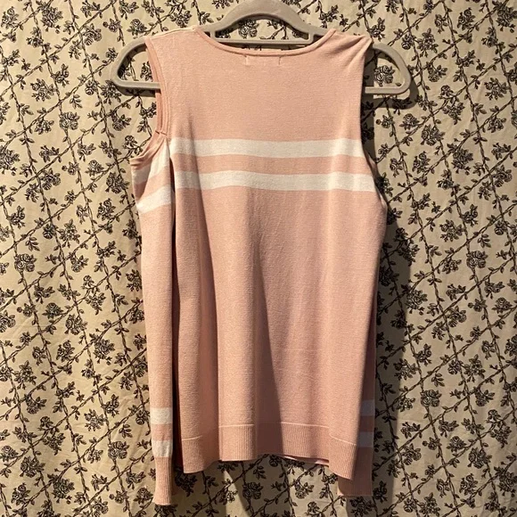 Calvin Klein Women's Blush Pink Cold Shoulder Sweater - Picture 2 of 3